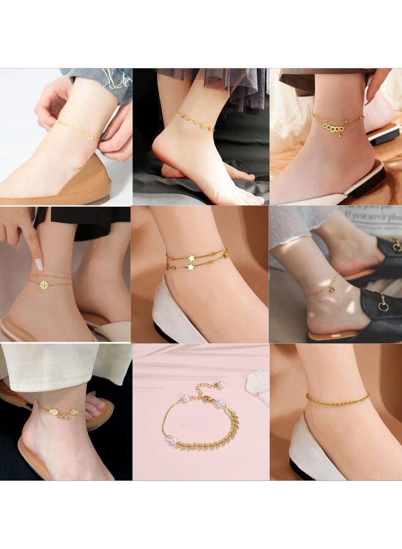 يوكانبي خلخال أنيق للنساء – تصاميم LOVE، أقحوان، فراشات، حبل أحمر والمزيد | قابل للتعديل وعصري - Image 1