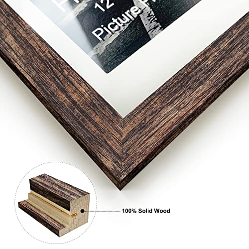 Finefrarm 12x16 Frames Display Pictures 11x14 with Mat or 12x16 Photo Without Mats Farmhouse Distressed Brown Picture Frames Wall Art for Living Room Wall Mounting Decor - Image 3