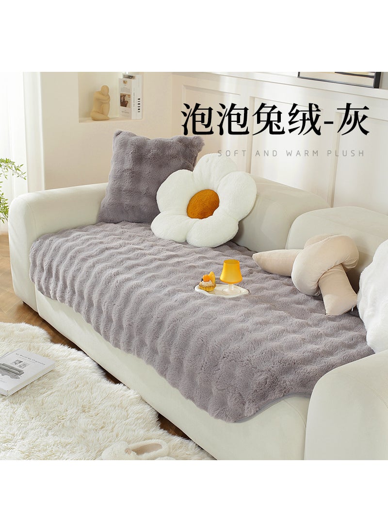 Generic Thick Rabbit Fur Non-slip Sofa Cover WinterNon-slip rabbit velvet-Gray Non-slip rabbit velvet-Gray 