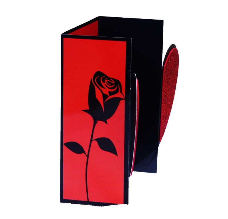 Gaurangi Rose Greeting Card For Valentines Day Red&Black Theme-Love Greeting Card With Romantic Rose Design Valentines Day Gift For Friend|Girlfriend|Boyfriend|Husband (Pack Of 1),Valentine's Day - Image 2