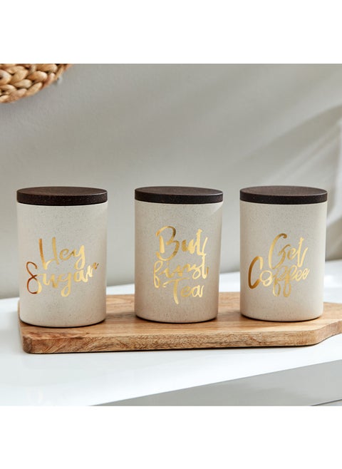 3-Piece Bios Rice Husk Tea Coffee Sugar Jar Set 1000 Ml