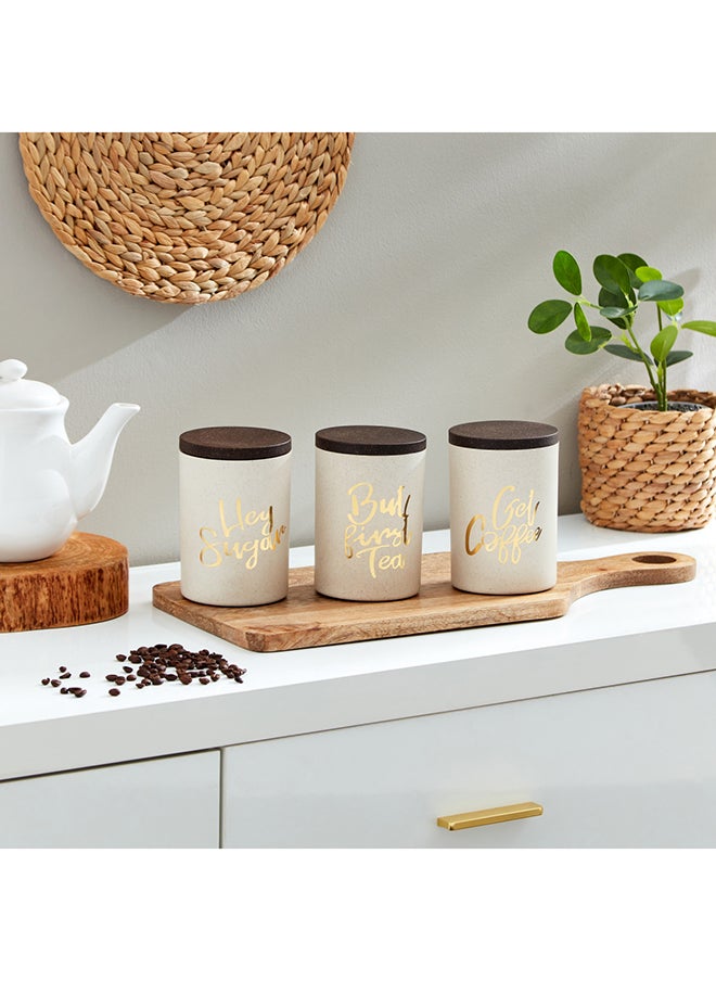 3-Piece Bios Rice Husk Tea Coffee Sugar Jar Set 1000 Ml