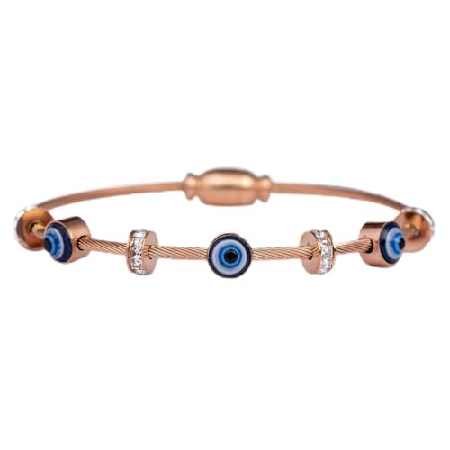 MEENAZ evil eye bracelet for woman Evil Eye Bangles for women Anti Tarnish Stylish Adjustable Bracelet for girls Rose gold Kada for Women Accessories Jewellery Women Girls friendship crystal -558 - Image 1