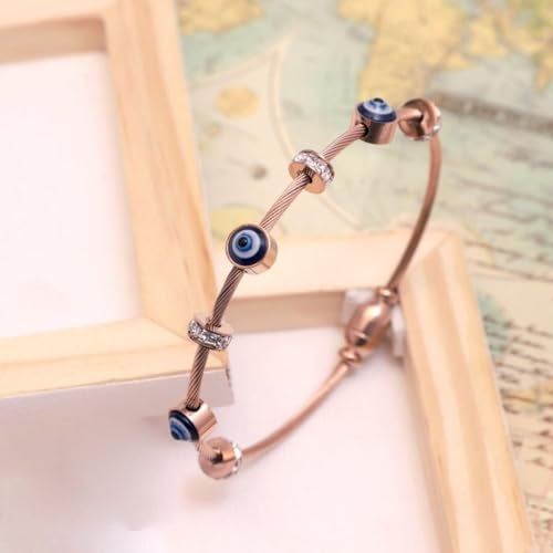 MEENAZ evil eye bracelet for woman Evil Eye Bangles for women Anti Tarnish Stylish Adjustable Bracelet for girls Rose gold Kada for Women Accessories Jewellery Women Girls friendship crystal -558 - Image 4
