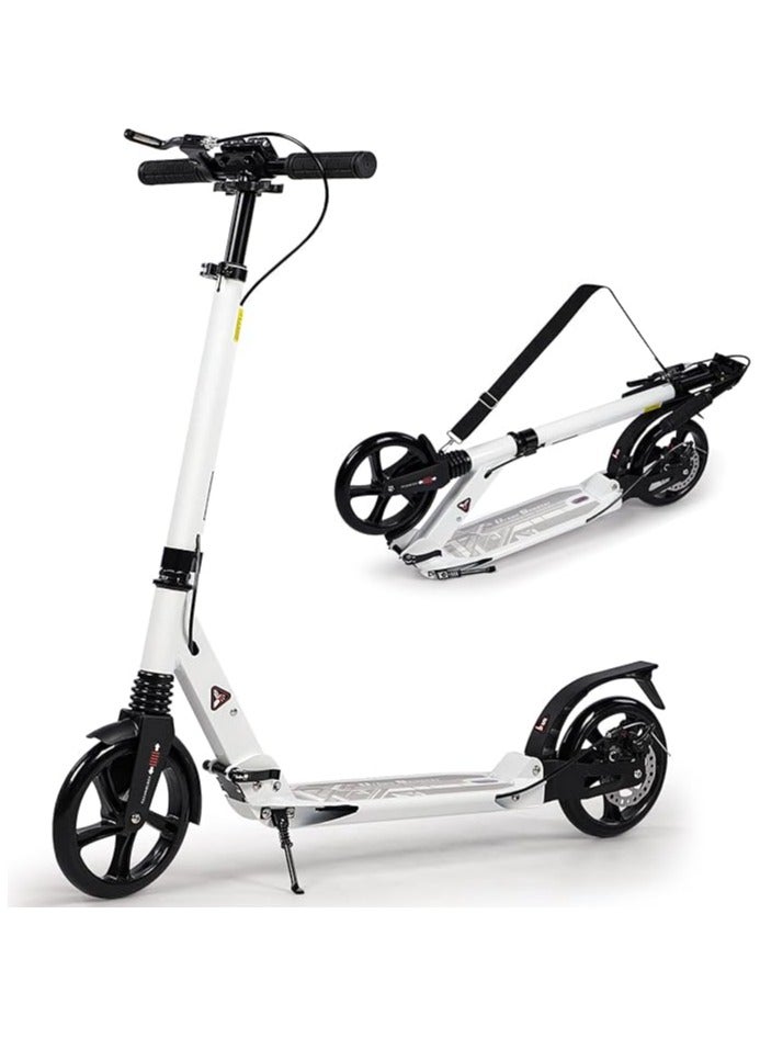 Kick Scooter for Kids Ages 8-12 and up, 200mm Big Wheels Scooter for Adults with Disc Brakes, Adult Scooter with Carry Strap and Double Shock Absorption, Foldable Scooters for Teenagers 11-15 - Image 2