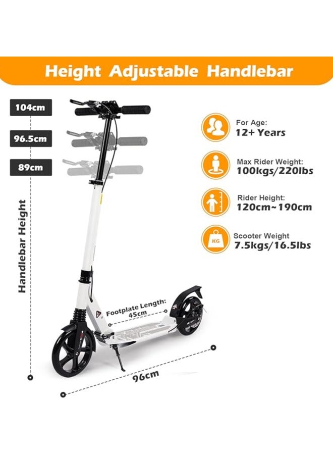 Kick Scooter for Kids Ages 8-12 and up, 200mm Big Wheels Scooter for Adults with Disc Brakes, Adult Scooter with Carry Strap and Double Shock Absorption, Foldable Scooters for Teenagers 11-15 - Image 3