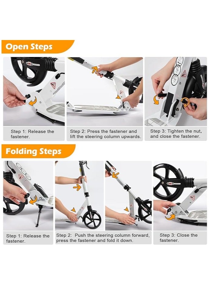 Kick Scooter for Kids Ages 8-12 and up, 200mm Big Wheels Scooter for Adults with Disc Brakes, Adult Scooter with Carry Strap and Double Shock Absorption, Foldable Scooters for Teenagers 11-15 - Image 4
