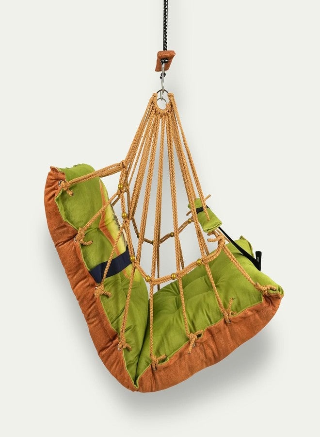 ELLEZZA Cotton Baby Swing for Kids Children Folding and Washable, Child Gift Soft Jhula with Safety Belt Easy to Carry Safety Lock Cradle Chair, Swing for Kids, Home Garden, oonjel (Kivi) - Image 5