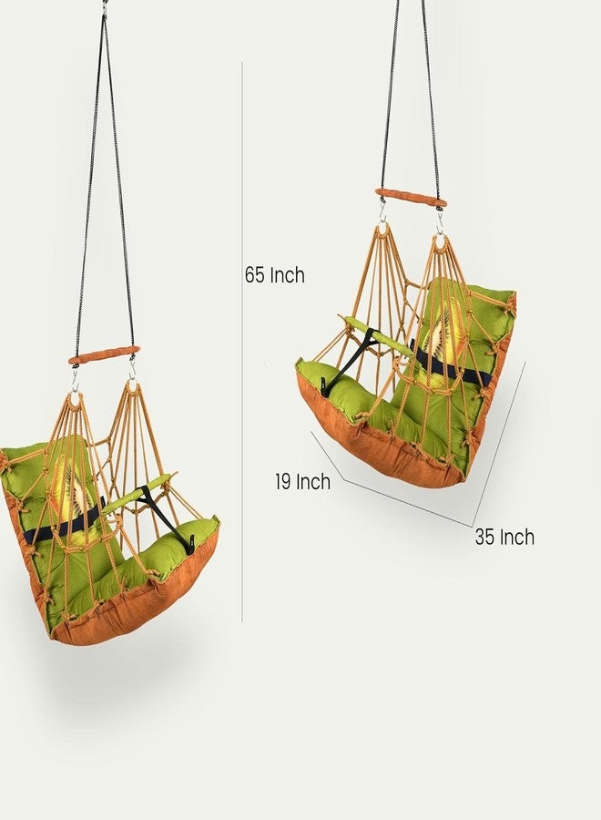 ELLEZZA Cotton Baby Swing for Kids Children Folding and Washable, Child Gift Soft Jhula with Safety Belt Easy to Carry Safety Lock Cradle Chair, Swing for Kids, Home Garden, oonjel (Kivi) - Image 3