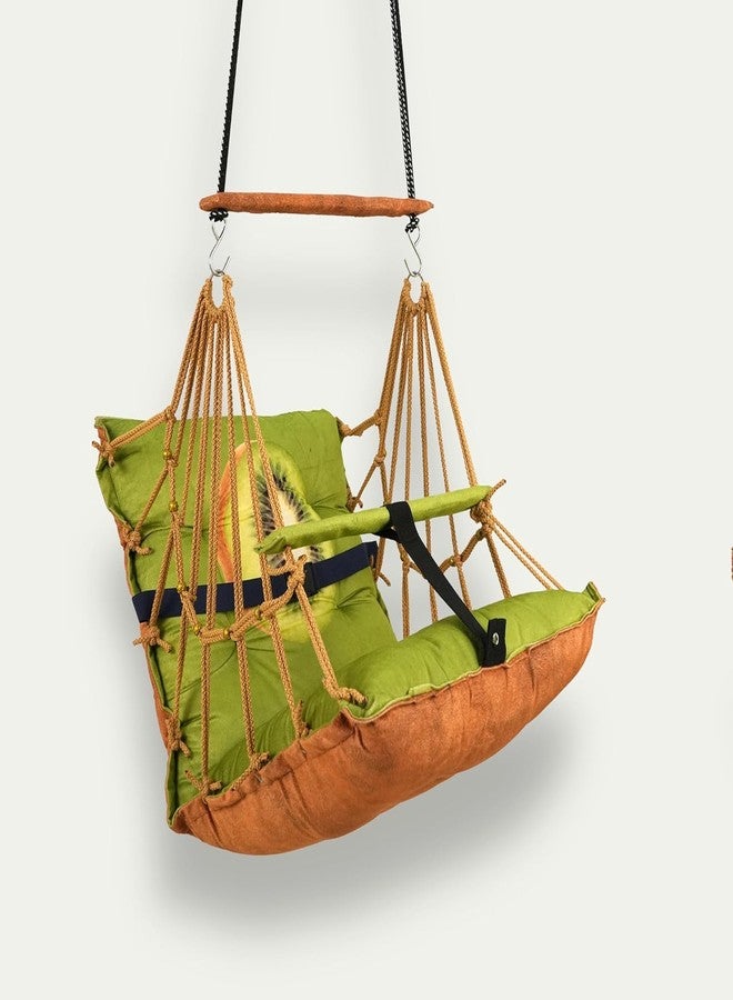 ELLEZZA Cotton Baby Swing for Kids Children Folding and Washable, Child Gift Soft Jhula with Safety Belt Easy to Carry Safety Lock Cradle Chair, Swing for Kids, Home Garden, oonjel (Kivi) - Image 4