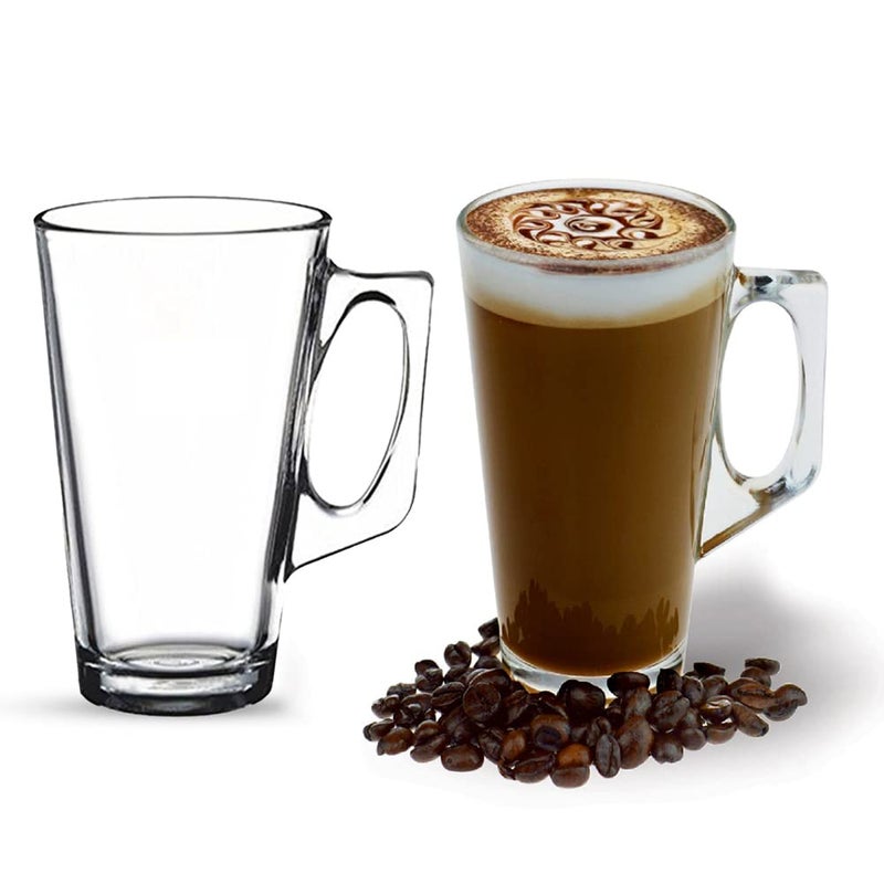 ANSIO Large Latte Glass Coffee Cups  375ml 126 oz  Gift Box of 2 Latte Glasses  Compatible with Tassimo Machine 2 Pack