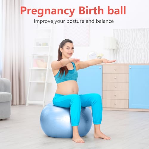 PRIMASOLE Exercise Ball for Balance Stability Fitness Workout Yoga Pilates at Home Office & Gym 45cm Pale Gray - Image 3