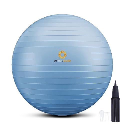PRIMASOLE Exercise Ball for Balance Stability Fitness Workout Yoga Pilates at Home Office & Gym 45cm Pale Gray - Image 1