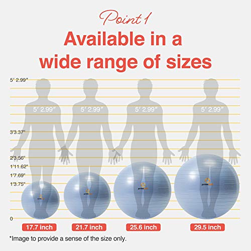 PRIMASOLE Exercise Ball for Balance Stability Fitness Workout Yoga Pilates at Home Office & Gym 45cm Pale Gray - Image 2