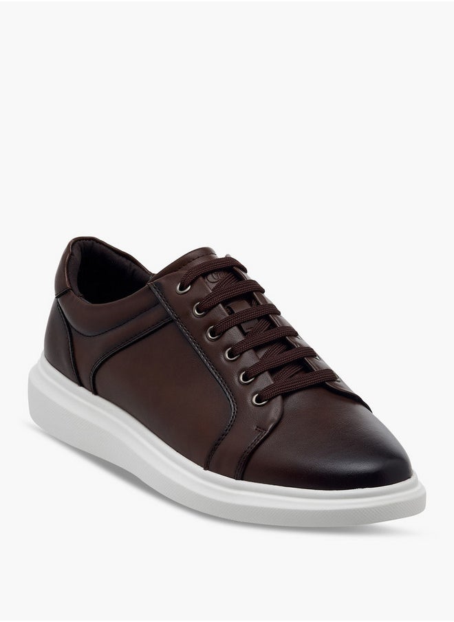 Lee Cooper - Men's Solid Sneakers with Lace-Up Closure - Image 1