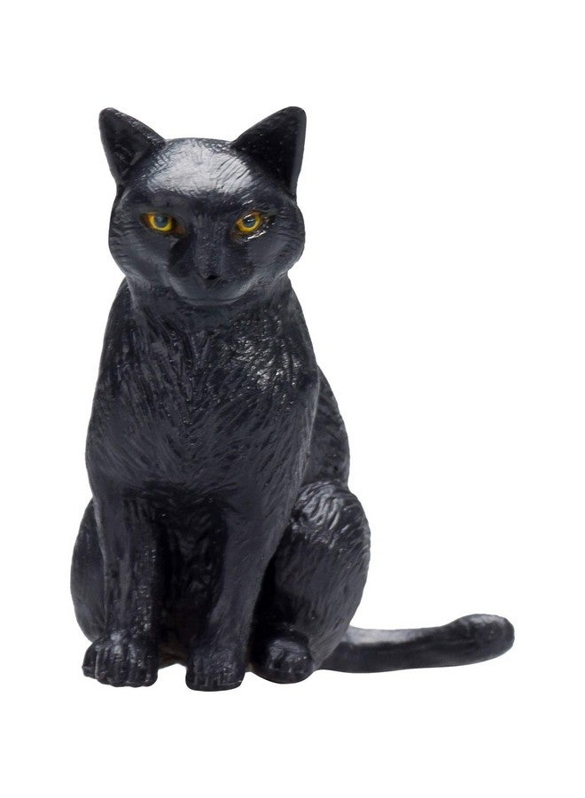 MOJO Black Cat Sitting Realistic Domesticated Animal Hand Painted Toy Figurine - Image 1