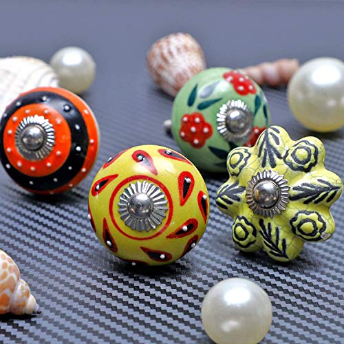 SHRIYAM CRAFT Shriyam Ceramic Vintage Colourful Pottery Drawer Handle Door Knobs & Pulls for Cabinets Home Interior Decor Hardware (D-1.7" X H-2.5", 10, Multi Color) - Image 3