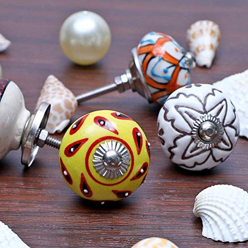 SHRIYAM CRAFT Shriyam Ceramic Vintage Colourful Pottery Drawer Handle Door Knobs & Pulls for Cabinets Home Interior Decor Hardware (D-1.7" X H-2.5", 10, Multi Color) - Image 2
