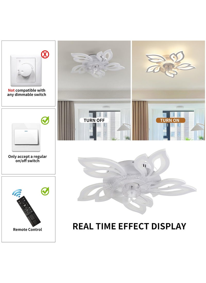 Ganeed 26.7in Modern Ceiling Fan with Light, Bladeless Fandelier Ceiling Fan with Remote,Low Profile Ceiling Fan with Light for Kitchen, Bedroom（6 Speed, Timing,Dimmable）-White  - Image 2