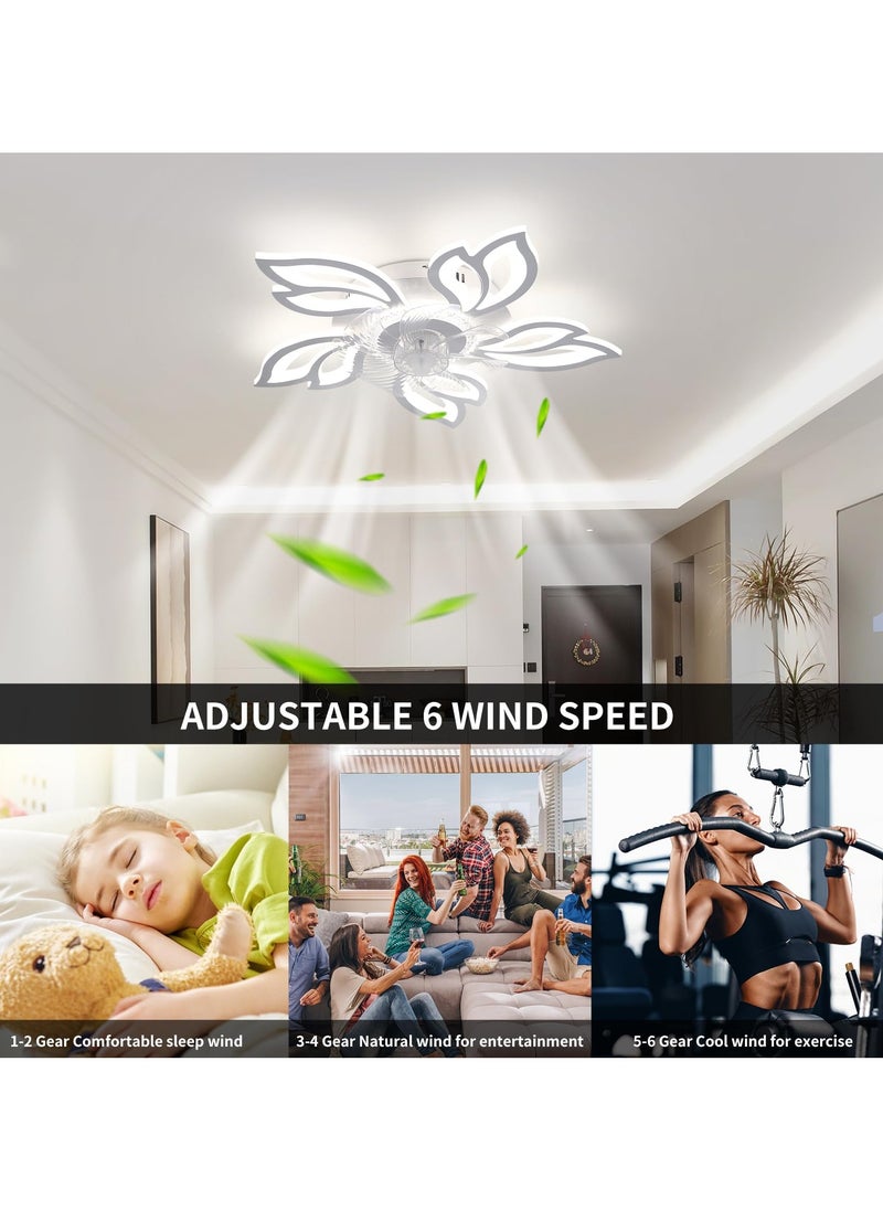 Ganeed 26.7in Modern Ceiling Fan with Light, Bladeless Fandelier Ceiling Fan with Remote,Low Profile Ceiling Fan with Light for Kitchen, Bedroom（6 Speed, Timing,Dimmable）-White  - Image 4