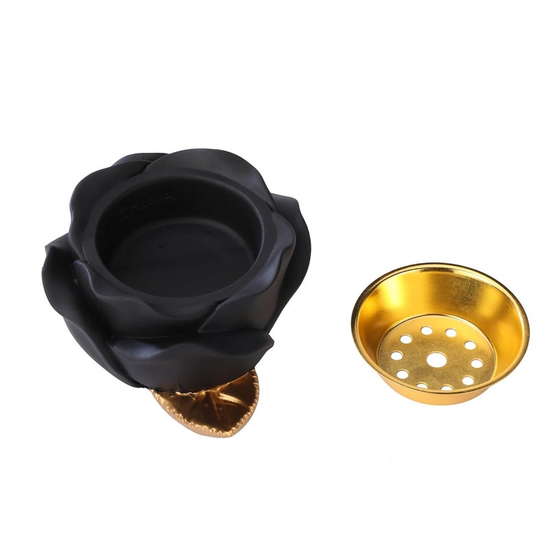 AWOKZA Incense Burner Lotus Shape Resin Incense Burner Suitable for Incense ConesCoilsSticks Metal Incense HolderAW04