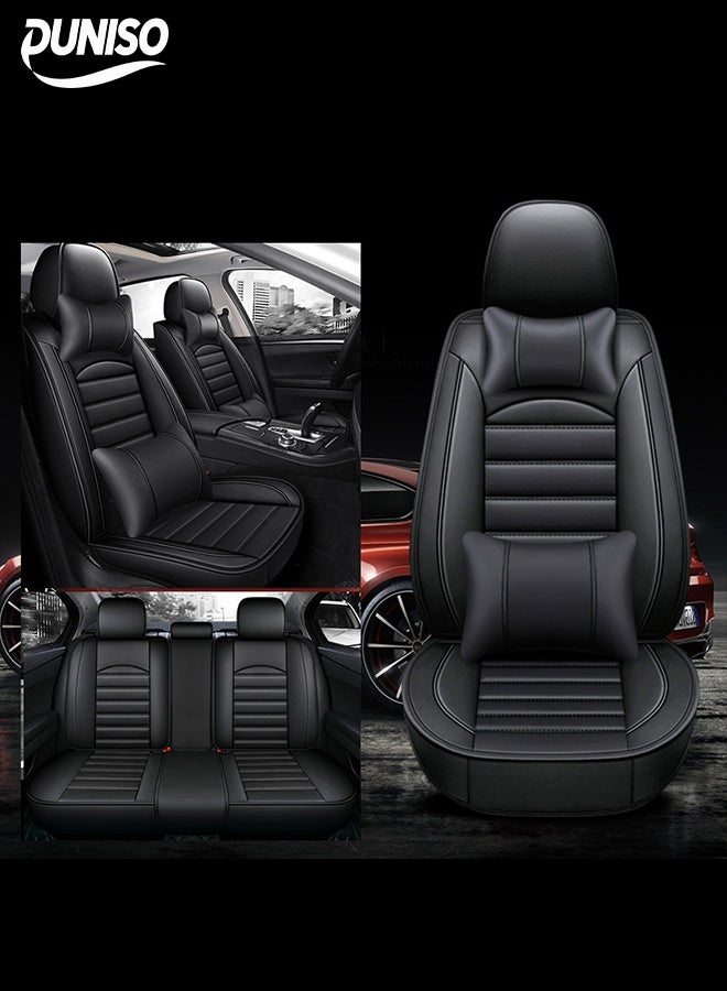 DUNISO Car Seat Cover,Universal Fully Wrapped Seat Cushion, Artificial Leather Car Backrest Seat Cover, With Headrest and Cushion,Wear Resistant And Anti Slip, Suitable For All Seasons, Suitable For Most Car Seats  - Image 1
