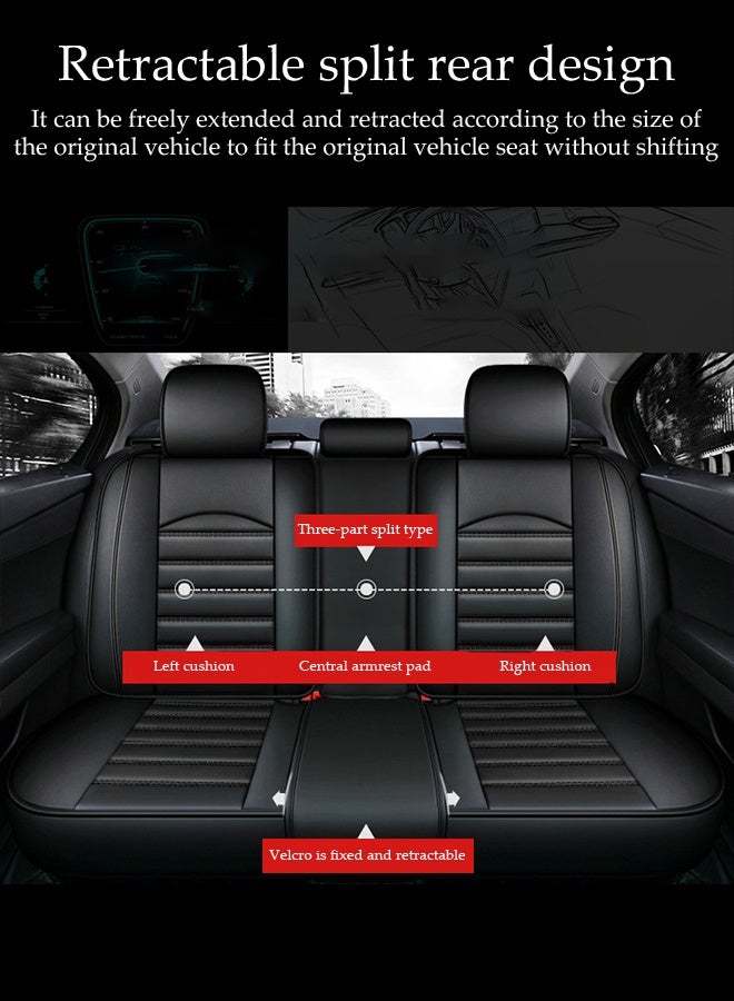 DUNISO Car Seat Cover,Universal Fully Wrapped Seat Cushion, Artificial Leather Car Backrest Seat Cover, With Headrest and Cushion,Wear Resistant And Anti Slip, Suitable For All Seasons, Suitable For Most Car Seats  - Image 3