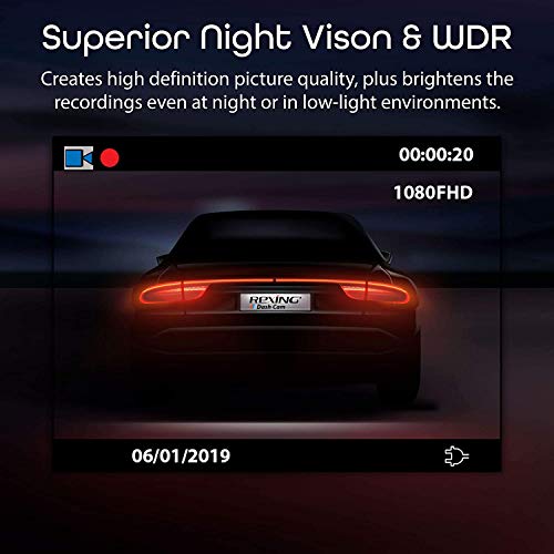 Rexing V1 Basic Dash Cam 1080P FHD DVR Car Driving Recorder, 2.4" LCD Screen 170°Wide Angle, G-Sensor, WDR, Parking Monitor, Loop Recording - Image 3