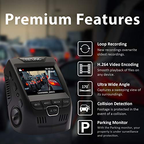 Rexing V1 Basic Dash Cam 1080P FHD DVR Car Driving Recorder, 2.4" LCD Screen 170°Wide Angle, G-Sensor, WDR, Parking Monitor, Loop Recording - Image 2