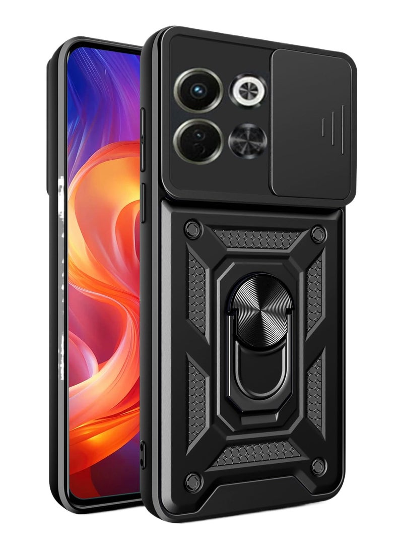 general for TECNO Spark 30 5G Case, Slide Camera Lens Cover, Magnetic Ring Holder Kickstand Protective Phone Case for TECNO Spark 30 5G, Black - Image 1