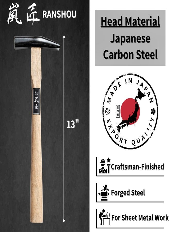 RANSHOU Sheet Metal Hammer 15 oz, Heavy Duty Forged Japanese Steel Head, Tinners Hammer Hand Tool for Setting, Riveting, Mechanic Purpose, Wood Handle, Made in JAPAN - Image 2