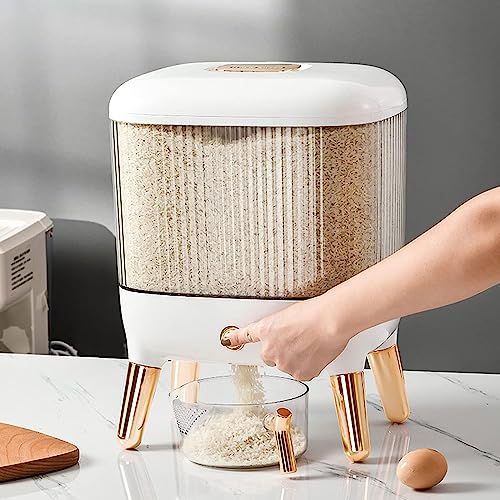 KEYOZA Rice Bucket, 20 kg Kitchen Storage Container, Airtight, Moisture-proof Rice Bucket, with Measuring Cup for Kitchen Container of Millet, Red Beans, Cereals - Image 1
