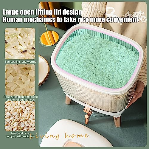 KEYOZA Rice Bucket, 20 kg Kitchen Storage Container, Airtight, Moisture-proof Rice Bucket, with Measuring Cup for Kitchen Container of Millet, Red Beans, Cereals - Image 5