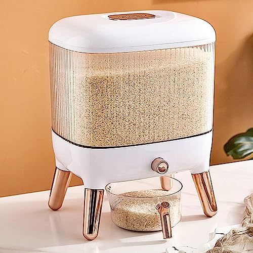 KEYOZA Rice Bucket, 20 kg Kitchen Storage Container, Airtight, Moisture-proof Rice Bucket, with Measuring Cup for Kitchen Container of Millet, Red Beans, Cereals - Image 2