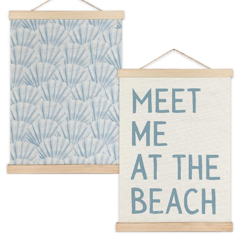 RYYCDOI Coastal Cowgirl Beach Room Decor Set of 2, Aesthetic Seashell Wall Decor, Blue Beach Decor for Teen Girls Room, 12x16 Inches - Image 1