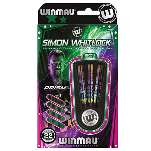 Winmau Simon Whitlock Urban World Cup Edition 22 Gram Professional Steeltip Tungsten Darts Set with Flights and Stems (Shafts) - Image 4