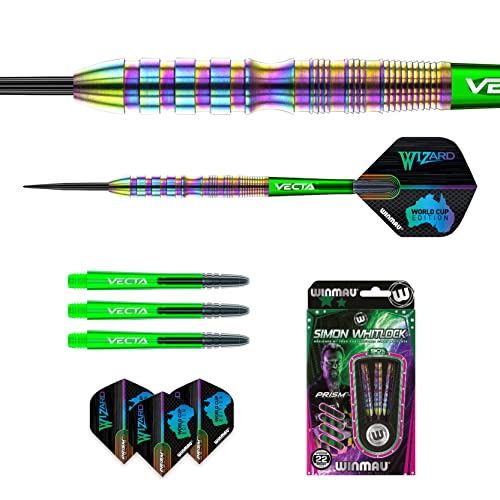 Winmau Simon Whitlock Urban World Cup Edition 22 Gram Professional Steeltip Tungsten Darts Set with Flights and Stems (Shafts) - Image 5