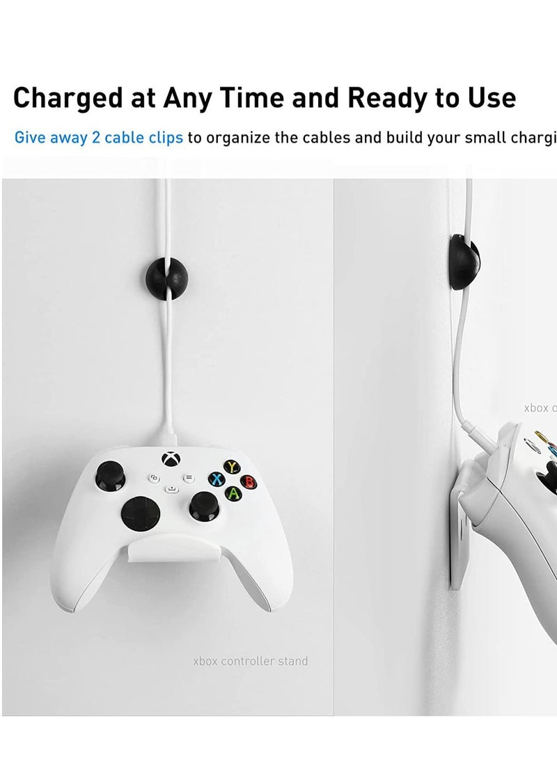 Controller Stand Gaming Accessories Universal Controller Holder 2 Pack for XBOX ONE PS4 PS5 SWITCH Controller Wall Mount with Cable ClipsAnti-Slip Pads (White) - Image 3