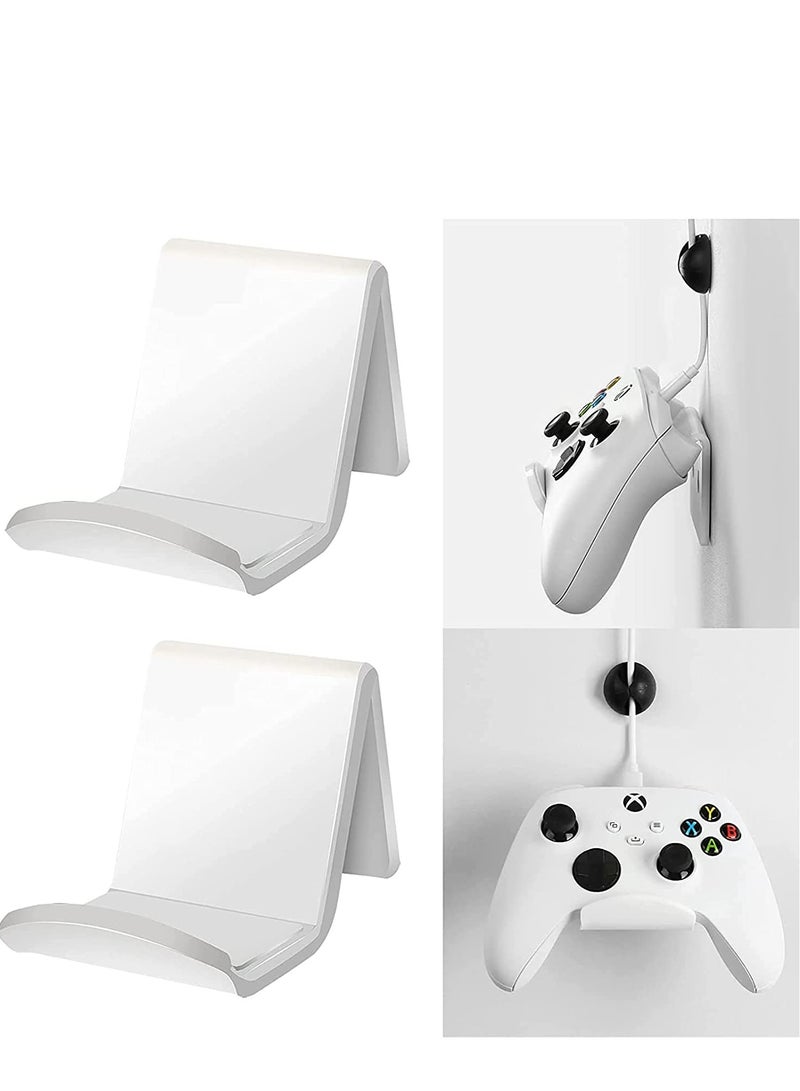 Controller Stand Gaming Accessories Universal Controller Holder 2 Pack for XBOX ONE PS4 PS5 SWITCH Controller Wall Mount with Cable ClipsAnti-Slip Pads (White) - Image 1