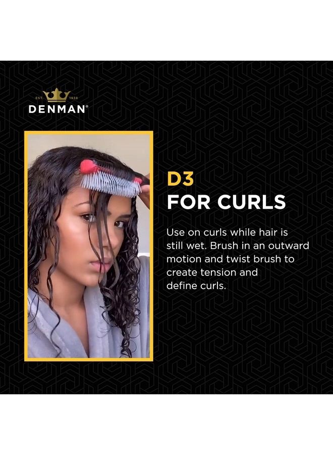 DENMAN Curly Hair Brush D3 (Black & Red) 7 Row Styling Brush for Detangling, Separating, Shaping and Defining Curls - For Women and Men - Image 3