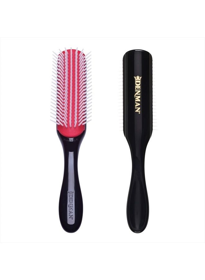 DENMAN Curly Hair Brush D3 (Black & Red) 7 Row Styling Brush for Detangling, Separating, Shaping and Defining Curls - For Women and Men - Image 1