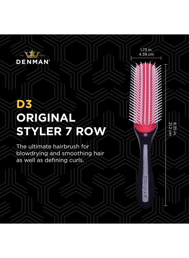 DENMAN Curly Hair Brush D3 (Black & Red) 7 Row Styling Brush for Detangling, Separating, Shaping and Defining Curls - For Women and Men - Image 2