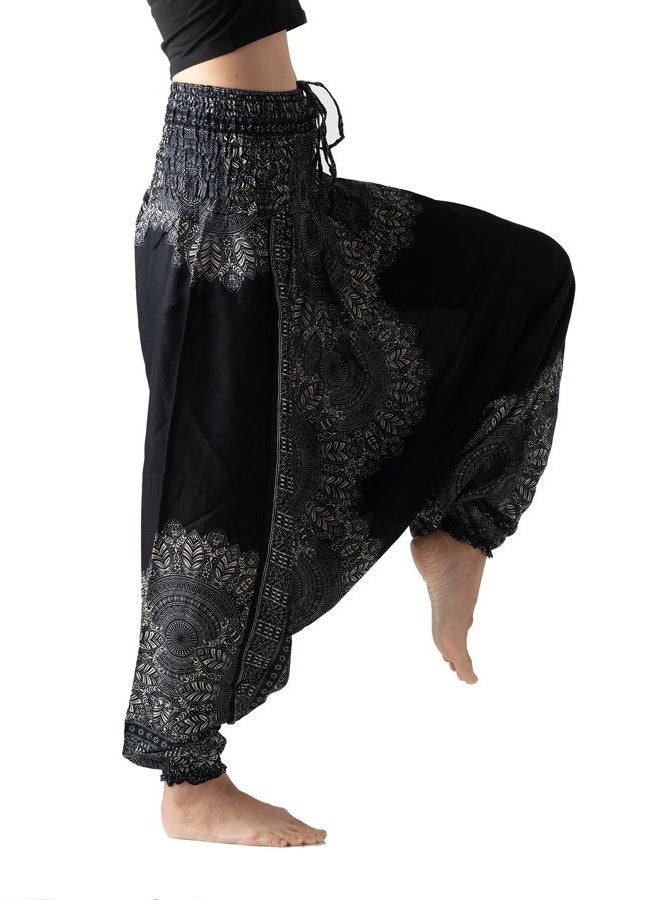 CARL BRANDS Women's Harem Pants Jumpsuit Hippie Clothes (Hippierose Black, One Size)  - Image 2