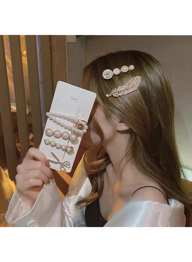 Hexwell Korean Hair Pin Fashion Style Pearl Rhinestone Metal Hair Clips 6pcs Hair Pin Stylish Hair Accessories Jewellery For Women's And Girls (Design-2) - Image 4