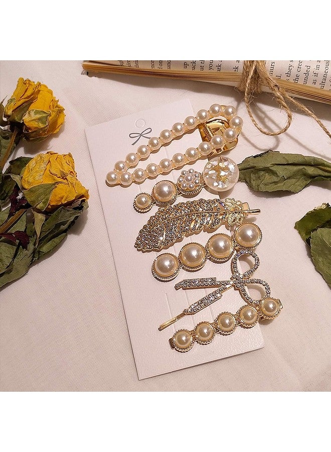 Hexwell Korean Hair Pin Fashion Style Pearl Rhinestone Metal Hair Clips 6pcs Hair Pin Stylish Hair Accessories Jewellery For Women's And Girls (Design-2) - Image 5