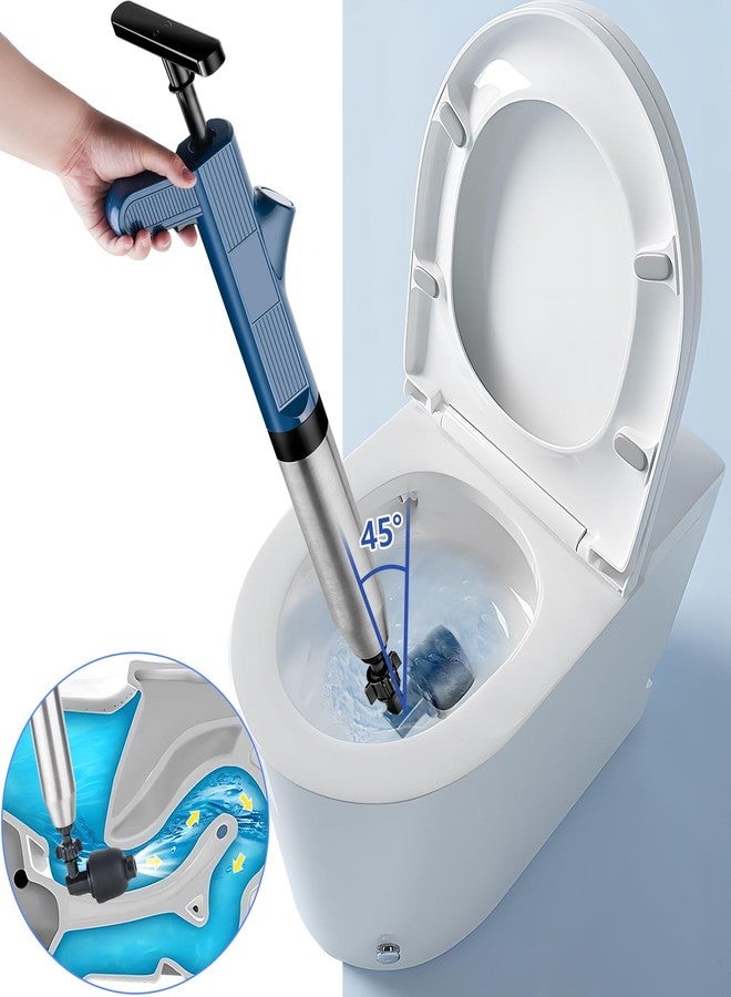 NiHome 120 PSI High Pressure Air Toilet Plunger with Built-In Gauge Full Kit, Robust Stainless Steel & ABS Construction with Multi-Head & Ergonomic Handle to Tackle Tough Blockages on Various Drains - Image 4