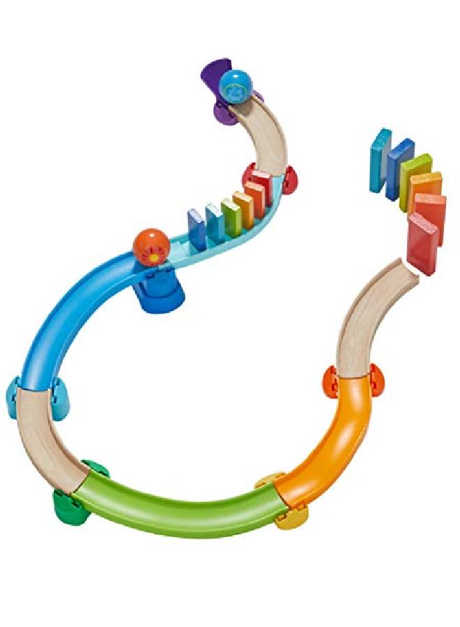 HABA Kulllerbu Kringel Domino Playset 33 Piece Ball Track Starter Set With Two Sets Of Falling Dominoes Ages 2+ - Image 1