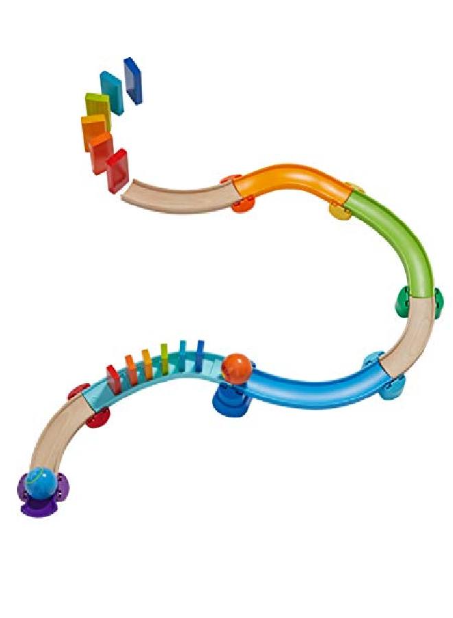 HABA Kulllerbu Kringel Domino Playset 33 Piece Ball Track Starter Set With Two Sets Of Falling Dominoes Ages 2+ - Image 3