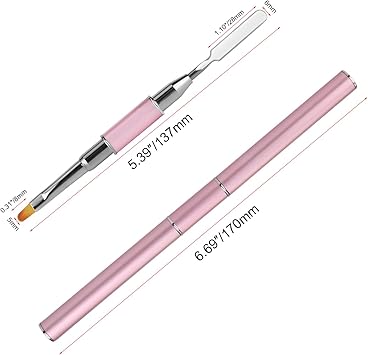 MWOOT DualEnded Gel Brush Picker Brush tool Mwoot Stainless Steel 2 in 1 Designs Gel Nail Brushes Gel Nail Tool for Gel Acrylic Nails ExtensionPink - Image 2