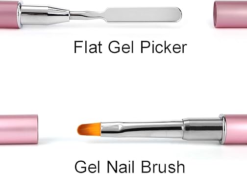 MWOOT DualEnded Gel Brush Picker Brush tool Mwoot Stainless Steel 2 in 1 Designs Gel Nail Brushes Gel Nail Tool for Gel Acrylic Nails ExtensionPink - Image 3